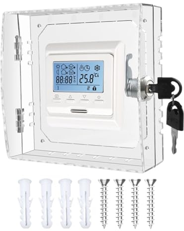 Thermostat Lock Box with Key - uni-versal Thermostat Guard | Thermostats Cover with Lock | Durable Wall Mounted Case Prevents Tampering and Unauthorized Adjustment for Home Office School
