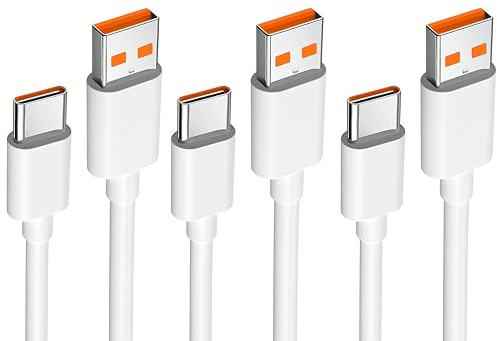 Pack de 3 Cables USB C de 1,5M, 120W, Cable USB Tipo-C para Carga Rápida, (Compatible con 33W/67W) Para Xiaomi Redmi Note 14/13/12/11s/11/13 Pro/8 9 Pro 9T; Xiaomi mi 13/14/12T/11T Pro/11 Lite/10T/10