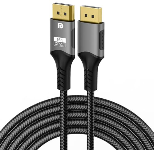Bpzmm 2M Cable DisplayPort 2.1, Cable de vídeo 16K 8K, transmisión de datos 80Gbps para ordenadores, monitores y televisores