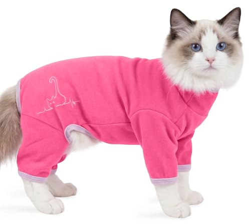 Cat Onesie, kattjackor endast för katter kappa för att stoppa övergrooming återhämtning kostym kirurgi kostym (rosa, XL)