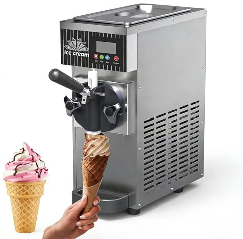 SIEEOUR 450w Soft Serve Maker,Tabletop Soft Ice Cream Machine With 4-5 Kg/H Yield, Lcd Panel Auto Clean,Simple Controls, Perfect For Home Chefs & Party Catering, Restaurants,Dessert Shops(Grey)