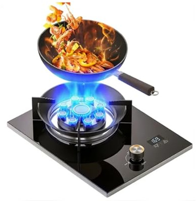 Cuisinière À Gaz Portative À Brûleur Unique, Minuterie À Feu Élevé À 9 Cavités 5,2 KW 5,2 KW, Cuisinière À Gaz De Cuisine/camping, Avec Protection Contre Les Flammes(NG)