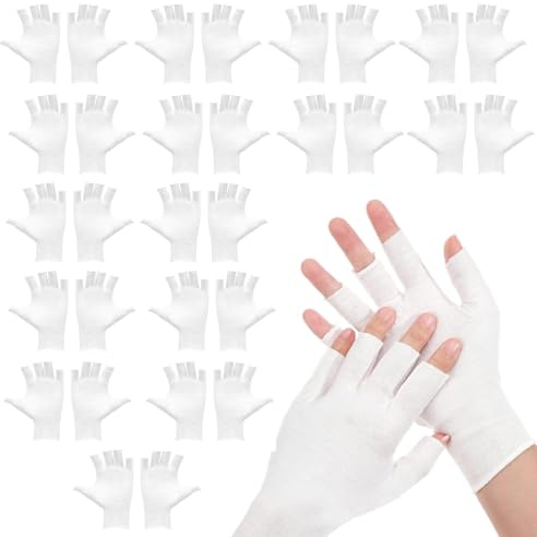 15 Paires Gants Coton Gants En Coton Dermatologique Blanc Eczema,Sa Conception Sans Doigts La Rend Pour Soins De Beauté,Spas Pour Les Mains Et Les Traitements Contre L'eczéma,La Neurodermatite