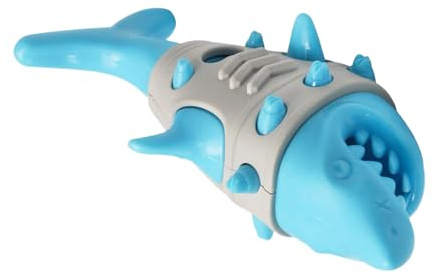 Hundespielzeug - Leckerli Spender | Zahnreinigungs-Kauspielzeug Für Welpen In Hai-Form, 1-Stück-Packung, Multifunktionaler Futterspender Für Training & Outdoor, Blau,