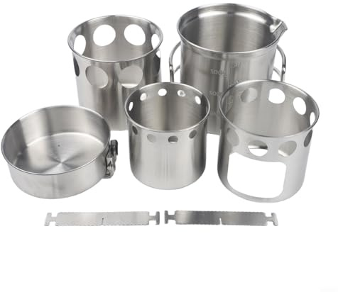 QuivyLivy Poêle à bois portable, ensemble de casseroles de camping, kit de feu de camp en acier inoxydable, batterie de cuisine de randonnée en plein air, poêle de randonnée coupe-vent, niché