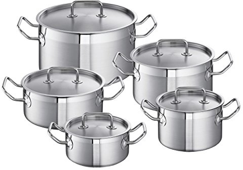 Schulte-Ufer Set 450 450 Topf Mega-Set Profi-Line i, Kupferboden, 5tlg, Edelstahl, Silber