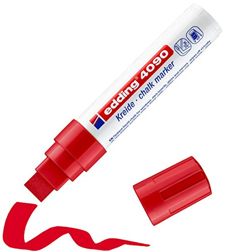 edding 4090 kolmarker – svart – 1 kolpenna – snedskuren spets 4–15 mm – vattenlöslig penna med bred spets för krittalvor, fönster, glas, speglar – flytande kolmärkpennor för opak täckning