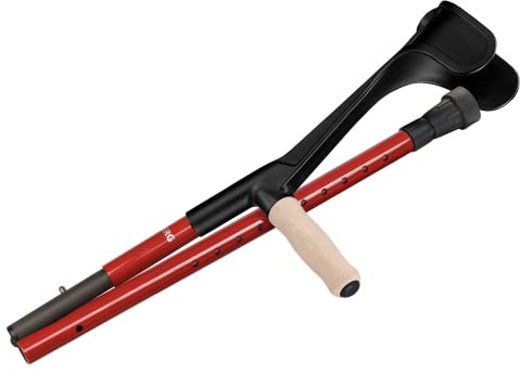 Faltbare Reisestütze aus Carbon in rot mit Ergonomischem Holzgriff