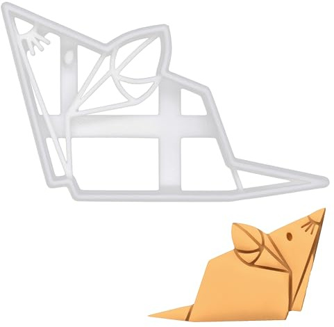 BAKERLOGY Origami Mouse Cookie Cutter - Detailed Biscuit Cutter Design for Baking and Crafts, Ideal on Fondant, Dough, Clay