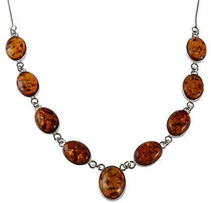 HolidayGiftShops Sterling Silber und Baltischer Honig Bernsteinkette Ariela