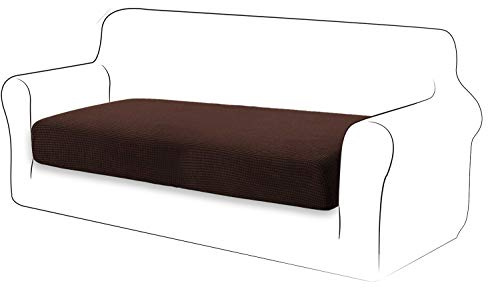 TIANSHU Sofa Sitzkissenbezug Stretch, Sitzkissenbezüge rutschfest, Jacquard-Stretch-Sofasitzbezug, Sofa überzug Elastischer, Schonbezug für Sofa Sitzkissen mit Gummiband (2 Sitzer,Schokolade)