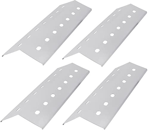 WELL GRILL Lot de 4 distributeurs de Plaque de Flamme en Acier Inoxydable pour Barbecue à gaz, Couvercle de brûleur de Barbecue (L) 41 x (l) 14 cm