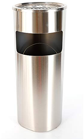 Futchoy Mülleimer 30L Standaschenbecher 61cm Hoch, 25cm Breit, Stand Innen/Außen Mülleimer Herausnehmbar, Silber
