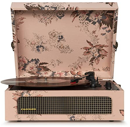 Crosley Voyager Portable Turntable - Bluetooth Record Player, 3-Speed Suitcase Vinyl Player, Home Turntables for Vinyl Records, Built in Stereo Speakers & Bluetooth Receiver, AUX Input, Floral