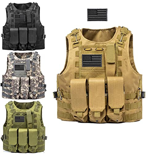 AZB Tactical Vest Adjustable Airsoft Paintball Vest with Removable Pouch
