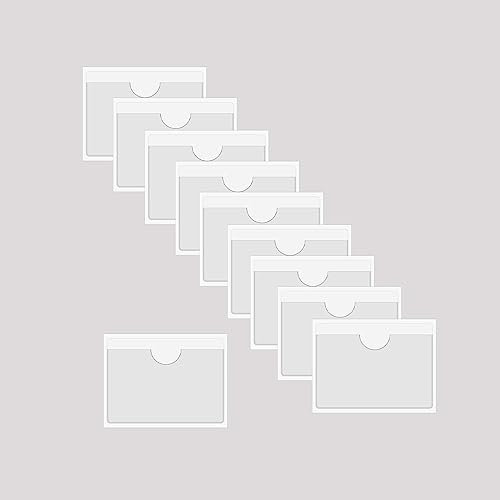 BAIWOAK 10 Stück transparente selbstklebende Taschen, Kunststoff, selbstklebend, Etikettenhalter für Karteikarten, Planer, Schränke, Regale (115 x 77 mm)…