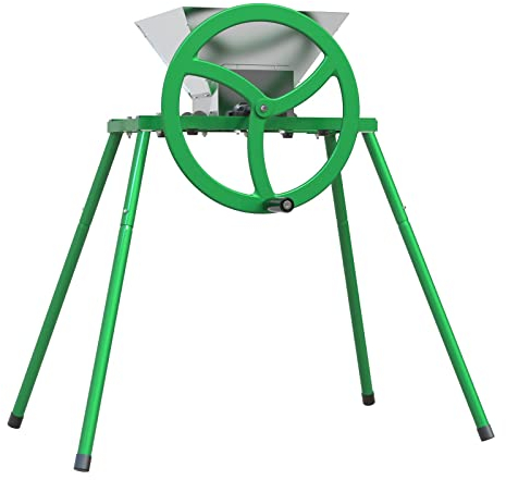 Fruit and Apple Crusher with Flywheel and Stand - 7L Stainless Steel Manual Juicer Grinder, Fruit Scratter Pulper for Wine and Cider Pressing