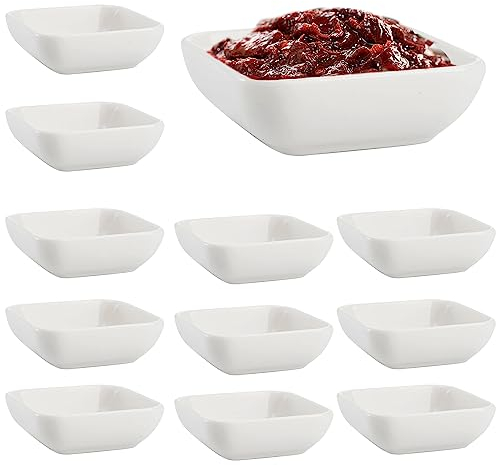 Nizirioo Juego de 12 cuencos de plástico para salsas, 7,3 x 2,7 cm, blancos, para aperitivos, sushi, salsas de soja, salsas de soja, guarniciones