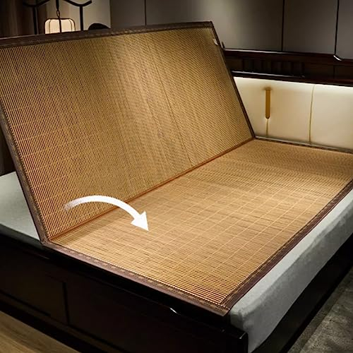 HRXQ Faltbare Sommer-schlafmatten, Bambusmatte Bett Schlafen Pad 190/195/200/220cm Doppelseitige Verwendung Sommer Schlafmatten Für Home School Dormitory (Size : 190x120cm/75x47in)