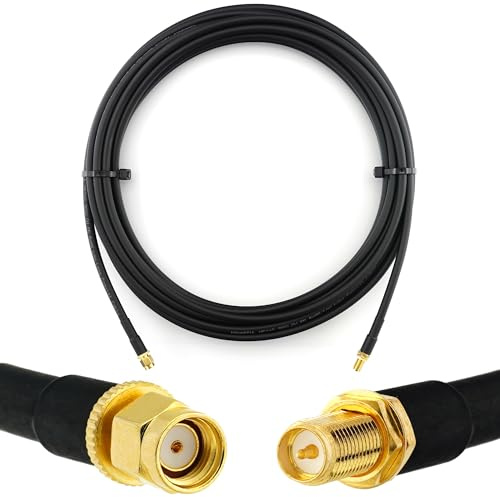 10m RP-SMA Stecker auf RP-SMA Buchse Koaxialkabel — 10 Meter Verlustarmes HF-240 (LMR 240 Äquivalent) Antennenkabel 50ohm Verlängerungskabel — für WiFi Router Antenne Wireless RF WLAN Radio Modem