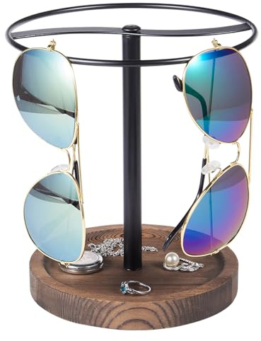 BDBDYEAY Sonnenbrillen-Organizer aus Holz, Brillenhalter, Metall-Sonnenbrillen-Aufbewahrungsregal für 12 Paar Brillen, Brillen-Organizer für Kommode, Tisch, Schreibtisch, Arbeitsplatte, Schlafzimmer
