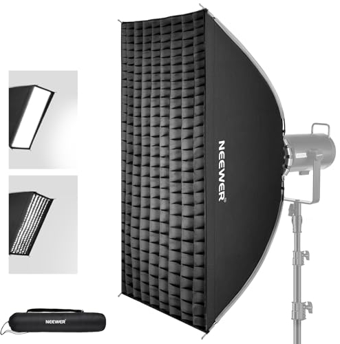 NEEWER 24x35 Quick Setup Foldable Rectangular Strip Softbox Bowens Mount with Diffusers/Honeycomb Grid/Bag, Compatible with Godox Aputure 120d Video Lights Q4 Studio Flash Strobes, NS16S
