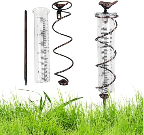 Dhqkqg Pluviometre Exterieur Jardin, avec des Clous à Sol Pluviomètre, Résistant aux Intempéries, Outil de Mesure de la Pluie Simple et Pratique pour Le Jardin, la pelouse, Le Patio et la Ferme