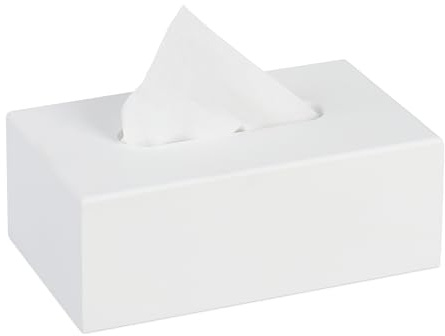Relaxdays Taschentuchbox, Kosmetiktücherbox, eckige Tuchbox Taschentücher, HBT: 9x25x15 cm, Kosmetiktuch Spender, weiß