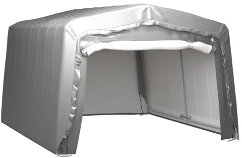 ShCuShan Lagerzelt 370x370 cm Stahl Grau GeräTezelt Winterfest Garage Zelt Shelter Zelt Faltgarage