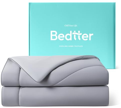Bedtter® Luxe Cooling Comforter Bedding - Full/Queen 90''x90'', Ultra-Fine Fiber for Hot Sleepers, Lightweight & Hypoallergenic Summer Duvet, Quick Cool Technology, Cool Gray