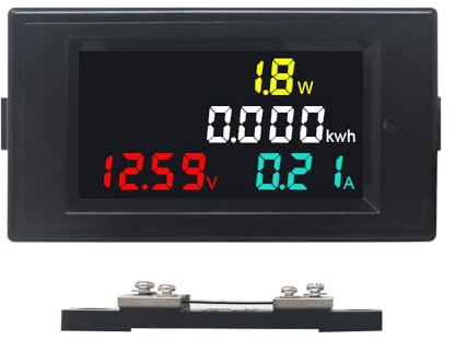 KETOTEK Digital Stromzähler Wattmeter Voltmeter DC 14-600V mit 50A Shunt | Energiezähler, Energiemessgerät, Leistungsmesser, Wattmeter, Voltmeter, LCD Spannungsmesser, Amperemeter