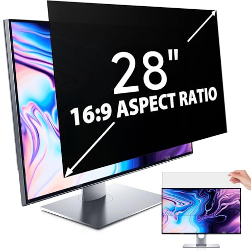 IPROKKO 28 Inch Computer Privacy Screen Filter for 16:9 Aspect Ratio, Anti Blue Light Glare Removable Screen Protective Film