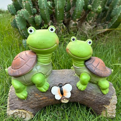 Hopelit Gartendeko für Draußen, Schildkröte Garten Deko, Solarleuchten Garten, LED Solar Gartenfiguren Terrasse Rasen, Schildkröte Deko Geschenke für Frauen, Balkon Deko