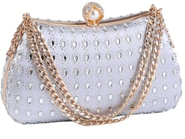 Afashor Damen Strass Glitzer Handtaschen mit Kette Schulter Clutch Geldbörse Glänzend Abendtaschen für Party