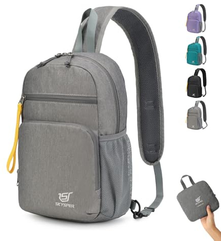 SKYSPER Foldable Sling Crossbody Bag 8L Lightweight Packable Shoulder Cross Body Bag Travel Hiking Casual Daypack for Women Men