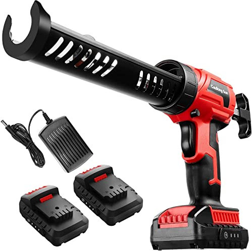 20V Li-ion Cordless Caulking Gun with Nozzles - Battery Powered 10oz/300ml Cartridge Caulk Gun for Sealant Adhesive Applications