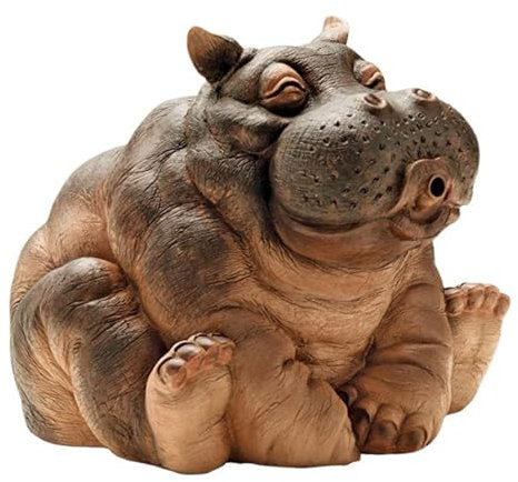 WJUHYGTF Aspersor De Estanque Animales Estatua Jardín, Hipopótamo Gárgola Resina para Jardín Decoración Piscina Mini,Marrón