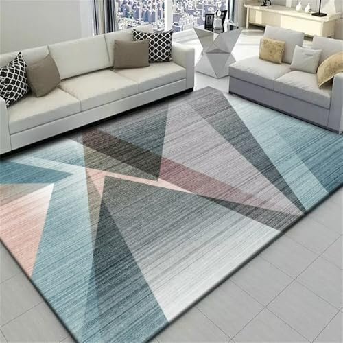 RUGMRZ Teppich Büro Moderne Geometrie, Mode, Einfachheit, Wohnzimmer, Sofa, Schlafzimmer, Anti-Rutsch Teppich Kurzflor Mehrfarbig Ornamente Für Möbel Teppich Lang Flur 140X200CM
