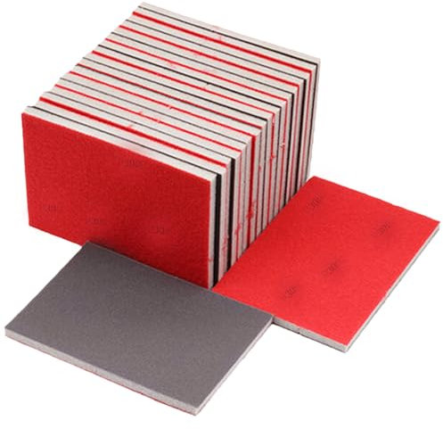 Spugne Abrasive, 20 Pezzi Spugna Abrasiva per Legno, 180-3000 Granulometria lavabili e riutilizzabili, per Lucidare Legno, Plastica, Metallo
