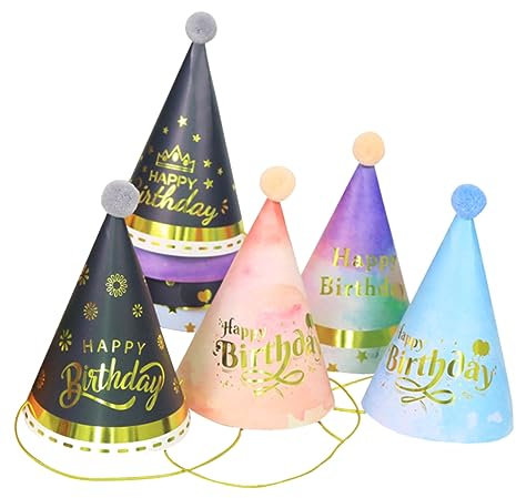 HEMOTON 10stücke Geburtstagshut Für Junge Mädchen Diy Papier Hut Dekoration Mit Fuzzy Ball Für Geburtstagsparty Babyparty Kostümparty Foto Requisite Für Jungen Mädchen