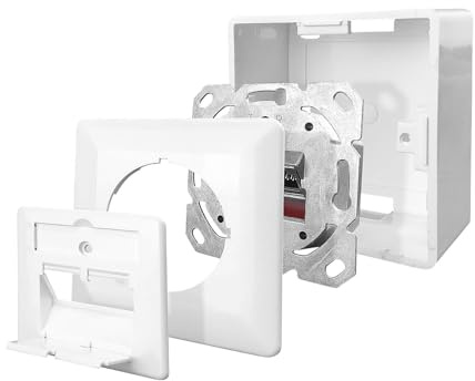 ProfiPatch Netzwerkdose LAN Dose Cat6A 500MHz Aufputz und Unterputz 2X RJ45 Port Anschluss Oben/unten POE CAT7,CAT6A,CAT6,CAT5 geschirmt weiß | Aufputz und Unterputz, Anschluss Oben/unten, POE, geschirmt, CAT7/CAT6A/CAT6/CAT5 kompatibel