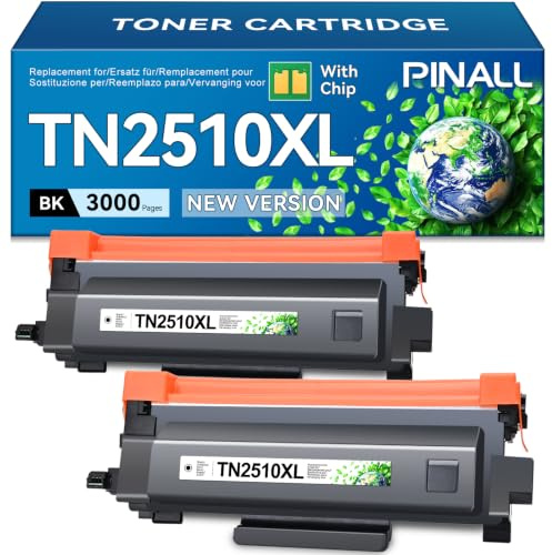 PINALL TN2510XL TN-2510XL Toner compatibile per Brother HL-L2400DW HL-L2400DWE DCP-L2620DW DCP-L2627DWE MFC-L2800DW MFC-L2827DW MFC-L2835DW MFC-L2860DWE Toner 2510 TN2510XL (con chip, 2er-Pack)