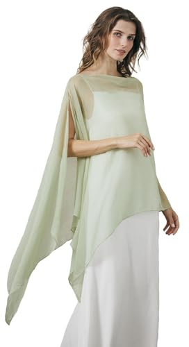 BEAUTELICATE Chal de Crepé Chiffon para Mujer Capa Gasa Fiesta Ligera para Novias Bodas y Vestidos de Noche-Verde Chartreuse