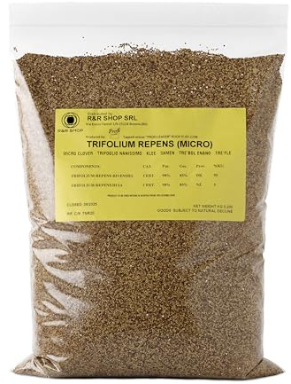 R&R SHOP - Semi per Prato, Trifoglio Nanissimo Trifolium repens, Non richiede Taglio, Calpestabile e Tappezzante (900g – 225m²)