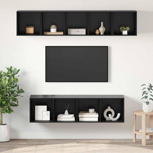 WSJHUHK TV-skåp set väggmonterad 4 st svart ek 37 x 37 x 56 tums-möbler, TV-stativ och TV-skåp
