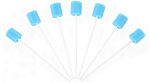 Einweg Mundpflege Schwämme für die Zahnreinigung, Reinigungsstäbchen - Tragbare Schaumstoff-Tupfer für Zahnkliniken, Erwachsene, Kinder und Haustiere, 13,5 cm (100-Blau)