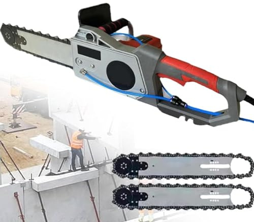 Hydravex 35cm/48cm Electric Concrete Chain Saw, Handheld Chainsaw Wall Cutting Machine for Granite/Concrete/Marble, Industrial Concrete Cutting Equipment with 2 Chains/2 Guide Bar Depth35cm