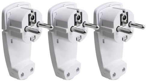 Asyduey 3Stk Schuko Winkelstecker Flach, Schuko Flachstecker 250V (16A), Schukostecker, Schukostecker Flach, EU Stecker