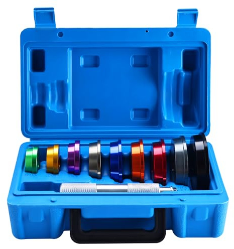 FreeTec Set di 10 utensili di pressatura per cuscinetti – Bearing Press Kit con 9 adattatori e impugnatura del driver, attrezzi per montaggio ad anello di tenuta, Seal & Bearing Race Driver Set in