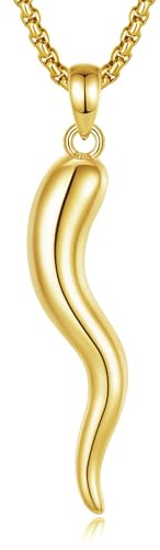 EUDORA Harmony Ball 18K Gold Plated Sterling Silver Italian Horn Necklace for Women Men, Cornicello Necklaces Lucky Pendant for Protection Italian Pepper Amulet Jewelry Original Gift, 22+2